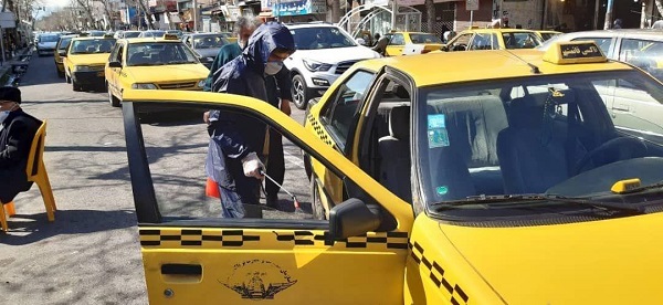 طرح فاصله گذاری اجتماعی در ایستگاه های تاکسی و ادامه ضدعفونی تاکسی های سطح شهر