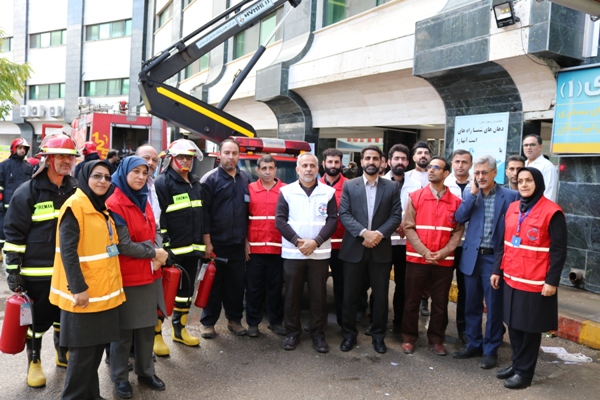 برگزاری مانور مشترک ایمنی و آتش‌نشانی در بیمارستان ولیعصر(عج)